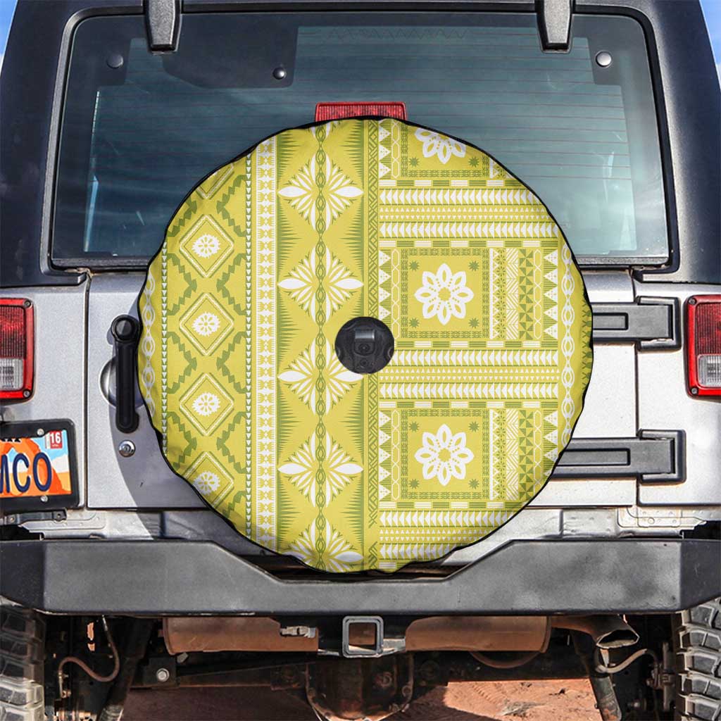 Fiji Masi All Yellow Spare Tire Cover Tapa Pattern LT01 Yellow - Polynesian Pride