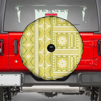 Fiji Masi All Yellow Spare Tire Cover Tapa Pattern LT01 - Polynesian Pride