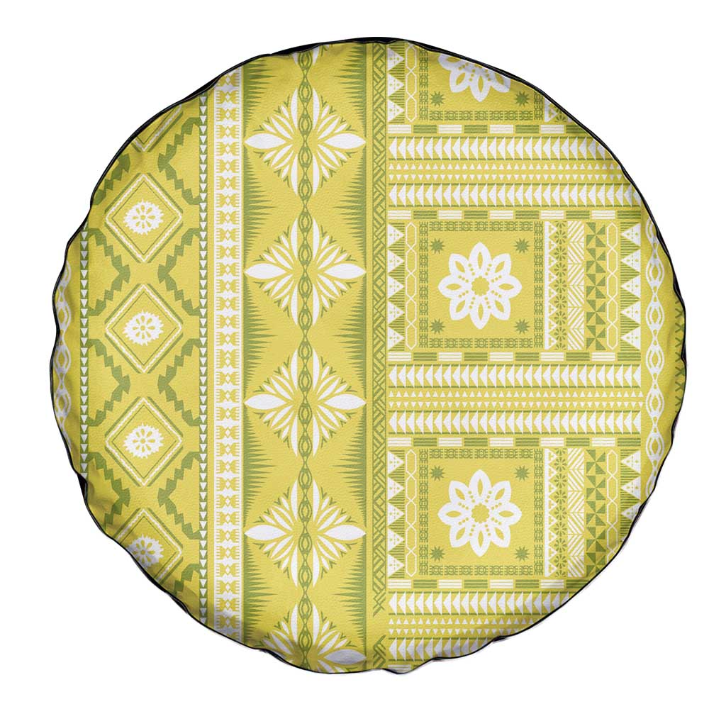 Fiji Masi All Yellow Spare Tire Cover Tapa Pattern LT01 - Polynesian Pride