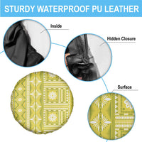 Fiji Masi All Yellow Spare Tire Cover Tapa Pattern LT01 - Polynesian Pride