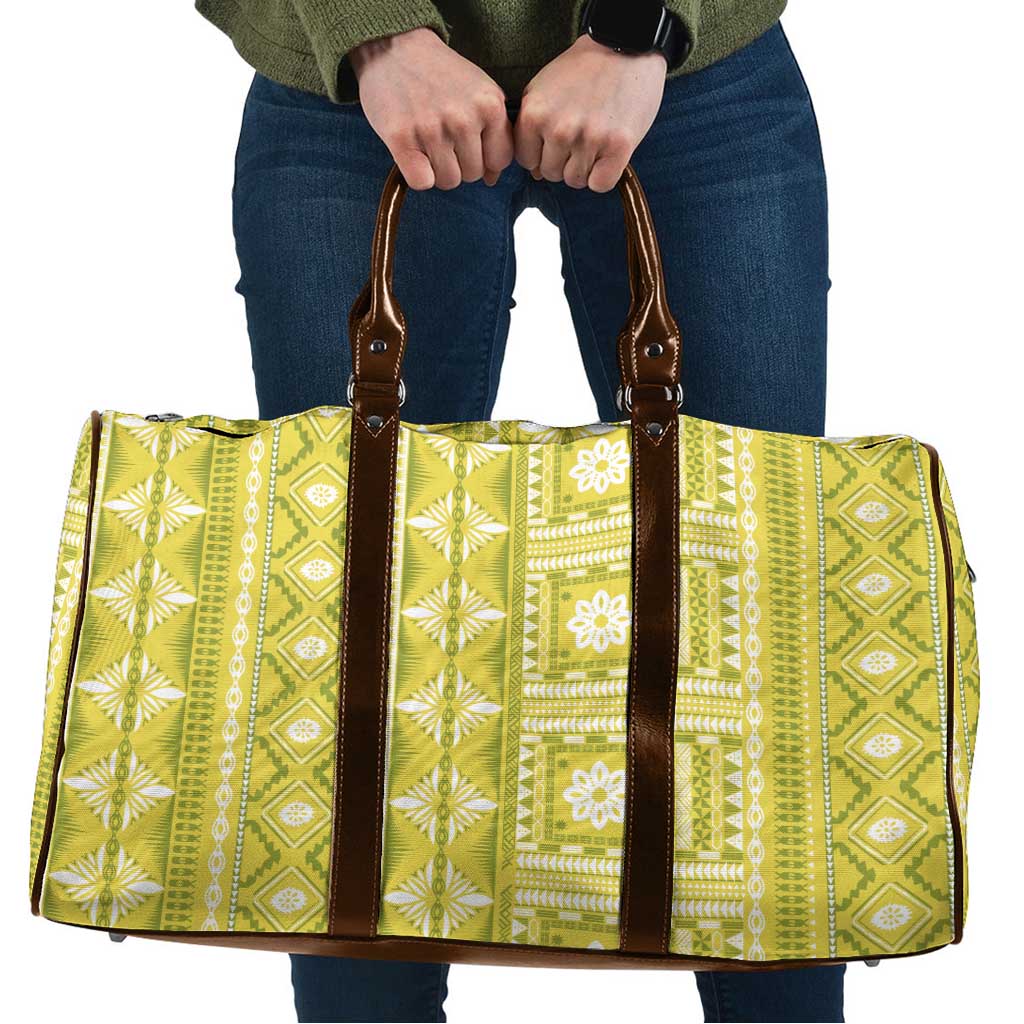 Fiji Masi All Yellow Travel Bag Tapa Pattern LT01 Yellow - Polynesian Pride
