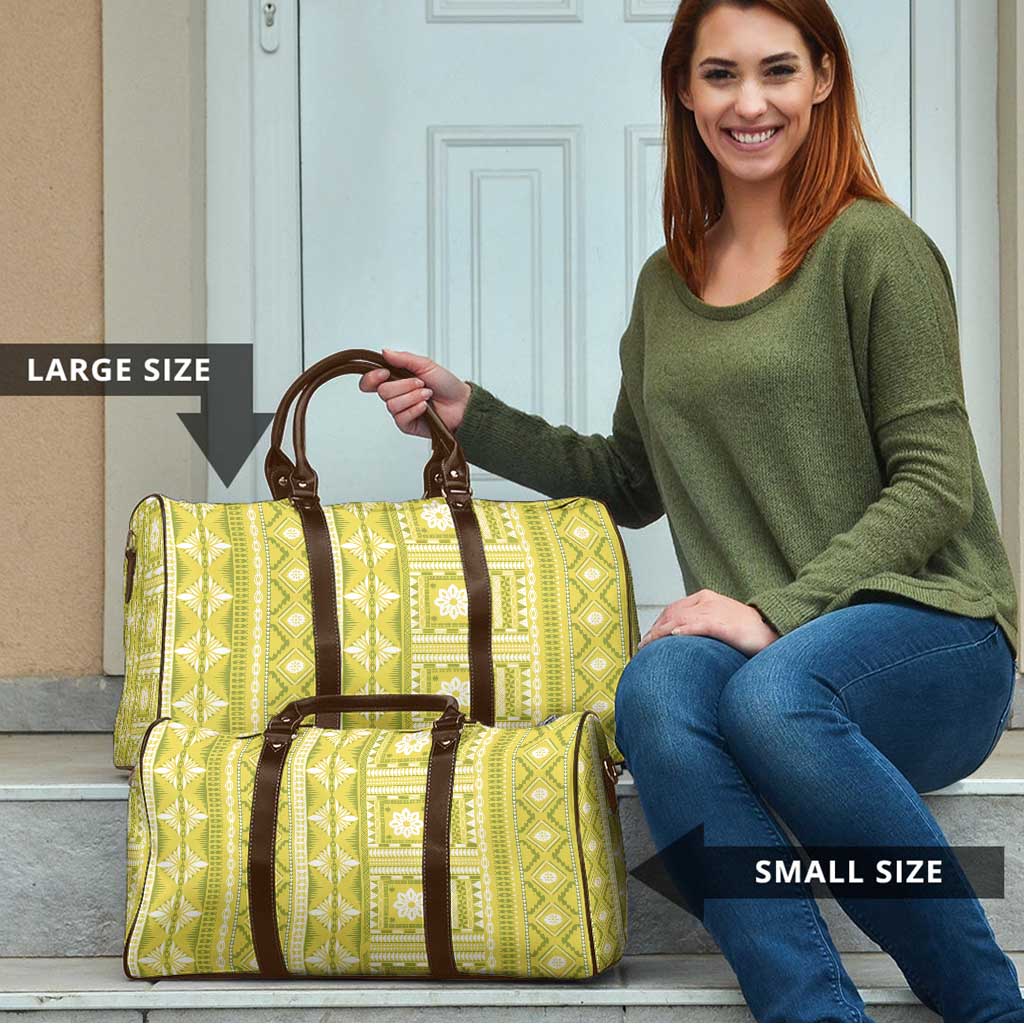 Fiji Masi All Yellow Travel Bag Tapa Pattern LT01 - Polynesian Pride