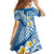 Plumeria Polynesian Blue Glitter Pattern Family Matching Off Shoulder Short Dress and Hawaiian Shirt