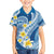 Plumeria Polynesian Blue Glitter Pattern Family Matching Off Shoulder Short Dress and Hawaiian Shirt