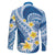 Plumeria Polynesian Blue Glitter Pattern Family Matching Summer Maxi Dress and Hawaiian Shirt