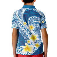 Plumeria Polynesian Blue Glitter Pattern Kid Polo Shirt LT01 - Polynesian Pride