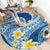 Plumeria Polynesian Blue Glitter Pattern Round Carpet