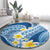 Plumeria Polynesian Blue Glitter Pattern Round Carpet