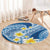 Plumeria Polynesian Blue Glitter Pattern Round Carpet