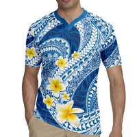 Plumeria Polynesian Blue Glitter Pattern Rugby Jersey LT01 - Polynesian Pride