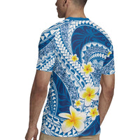 Plumeria Polynesian Blue Glitter Pattern Rugby Jersey LT01 - Polynesian Pride
