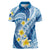 Plumeria Polynesian Blue Glitter Pattern Women Polo Shirt