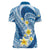 Plumeria Polynesian Blue Glitter Pattern Women Polo Shirt