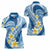 Plumeria Polynesian Blue Glitter Pattern Women Polo Shirt