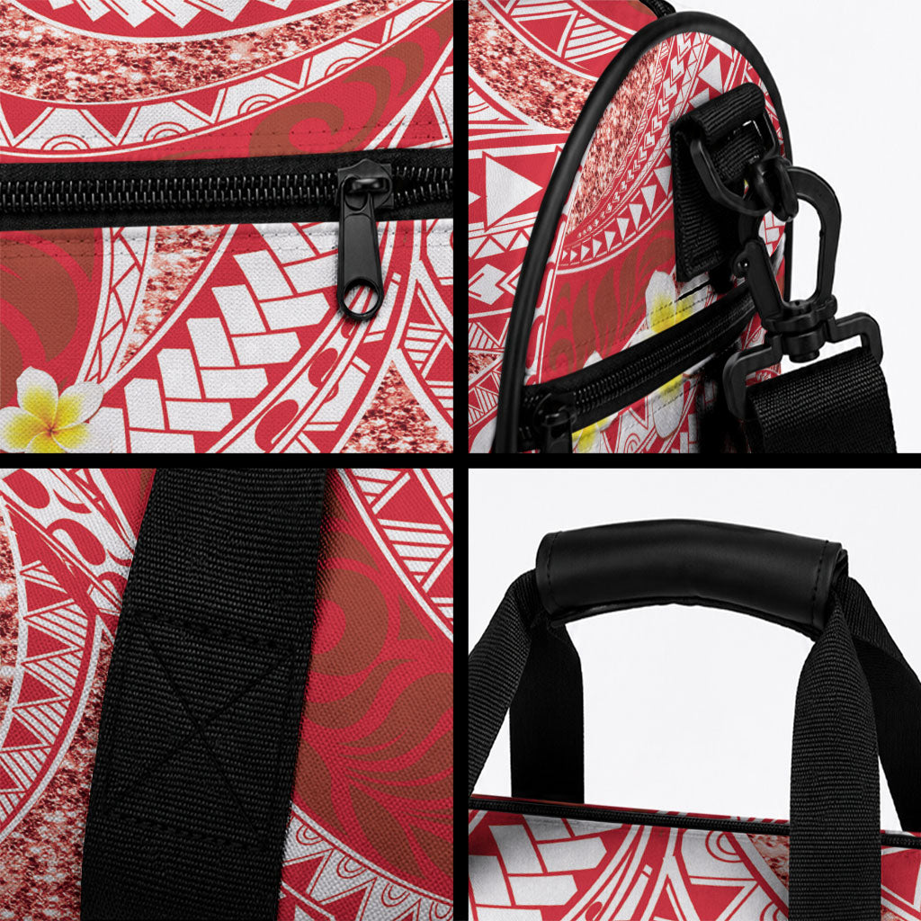 Plumeria Polynesian Coral Glitter Pattern Duffle Bag LT01 - Polynesian Pride
