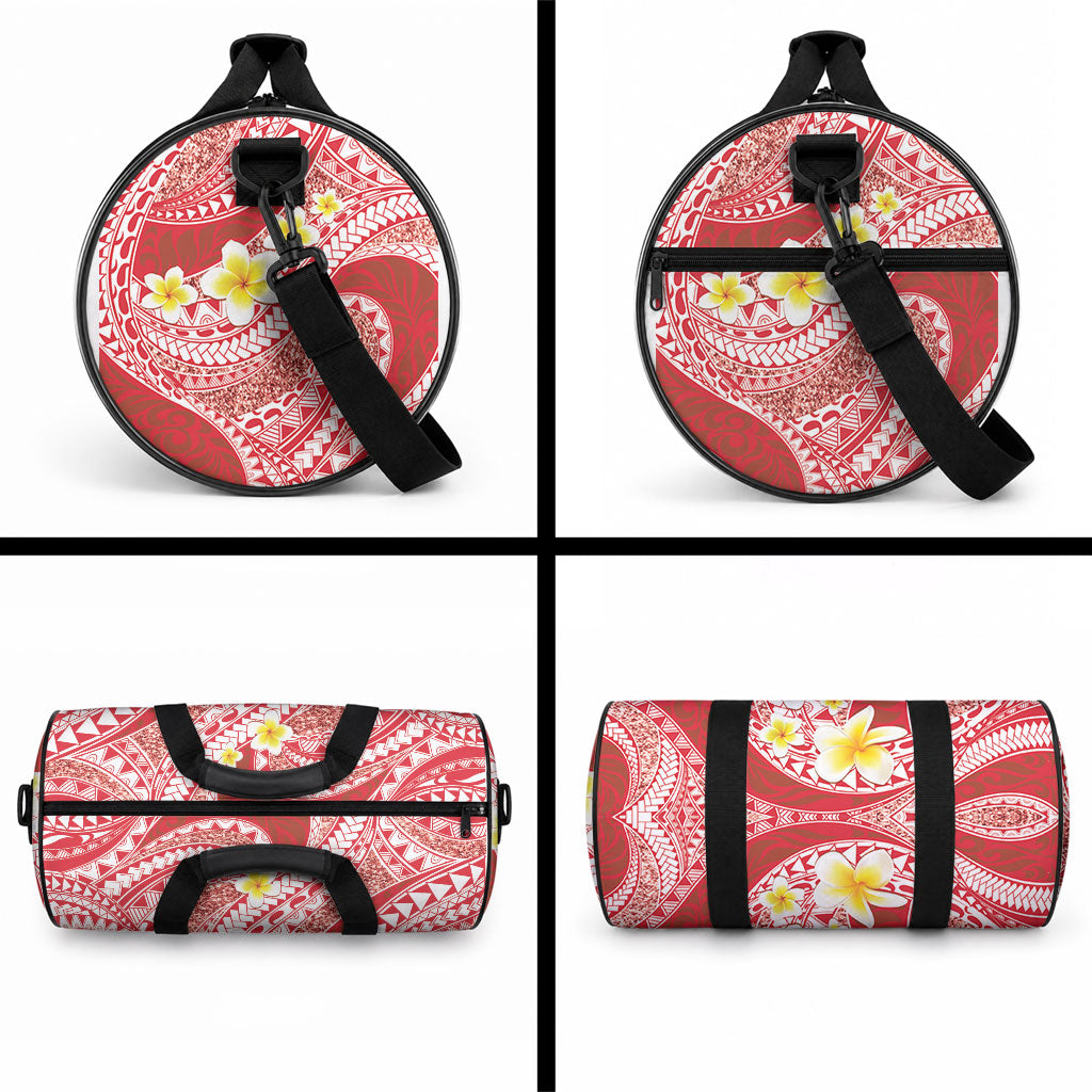 Plumeria Polynesian Coral Glitter Pattern Duffle Bag LT01 - Polynesian Pride