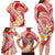 Plumeria Polynesian Coral Glitter Pattern Family Matching Long Sleeve Bodycon Dress and Hawaiian Shirt