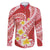 Plumeria Polynesian Coral Glitter Pattern Family Matching Long Sleeve Bodycon Dress and Hawaiian Shirt