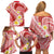 Plumeria Polynesian Coral Glitter Pattern Family Matching Off Shoulder Short Dress and Hawaiian Shirt