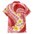 Plumeria Polynesian Coral Glitter Pattern Family Matching Off Shoulder Short Dress and Hawaiian Shirt