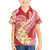 Plumeria Polynesian Coral Glitter Pattern Family Matching Off Shoulder Short Dress and Hawaiian Shirt