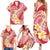 Plumeria Polynesian Coral Glitter Pattern Family Matching Summer Maxi Dress and Hawaiian Shirt