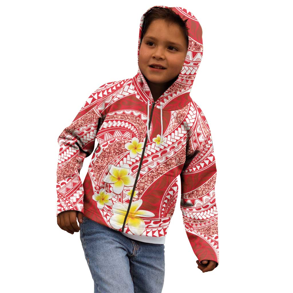 Plumeria Polynesian Coral Glitter Pattern Kid Hoodie LT01 - Polynesian Pride