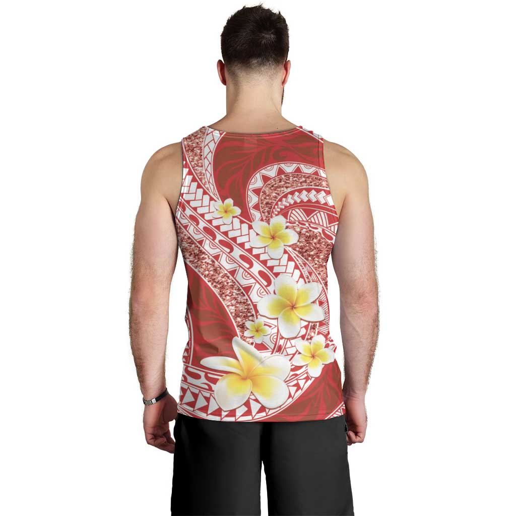 Plumeria Polynesian Coral Glitter Pattern Men Tank Top LT01 - Polynesian Pride
