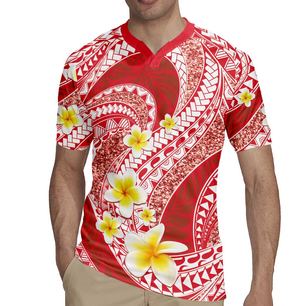 Plumeria Polynesian Coral Glitter Pattern Rugby Jersey LT01 - Polynesian Pride
