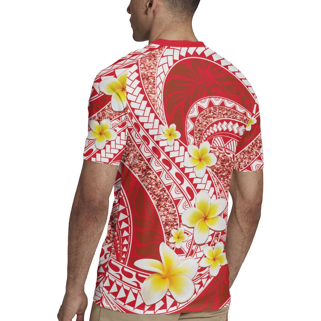 Plumeria Polynesian Coral Glitter Pattern Rugby Jersey LT01 - Polynesian Pride