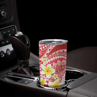 Plumeria Polynesian Coral Glitter Pattern Tumbler Cup LT01 - Polynesian Pride