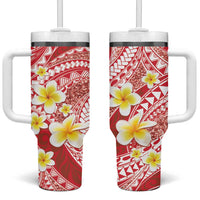 Plumeria Polynesian Coral Glitter Pattern Tumbler With Handle LT01 One Size: 40 oz Coral - Polynesian Pride
