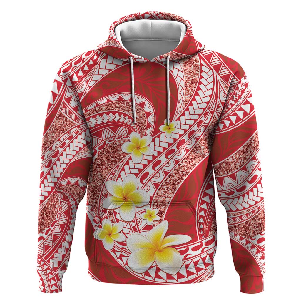 Plumeria Polynesian Coral Glitter Pattern Zip Hoodie LT01 Pullover Hoodie Coral - Polynesian Pride