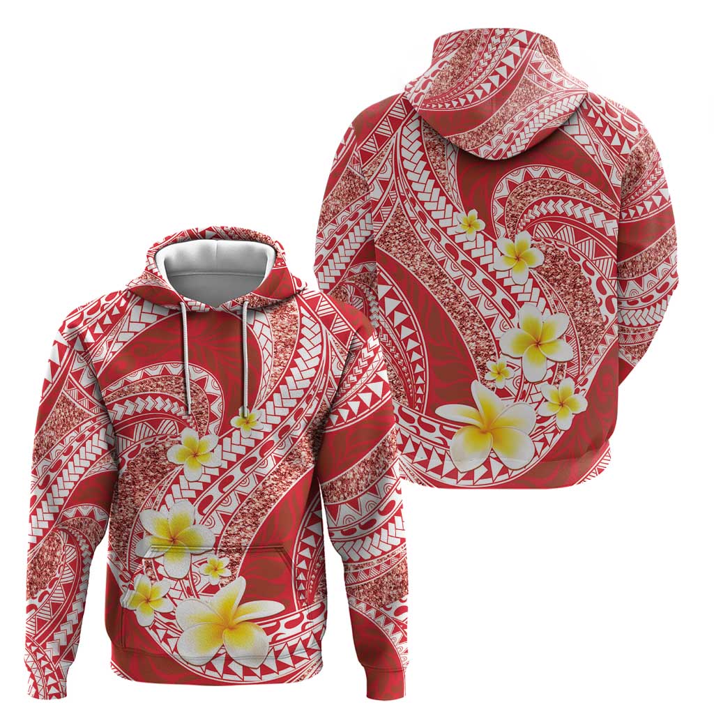 Plumeria Polynesian Coral Glitter Pattern Zip Hoodie LT01 - Polynesian Pride