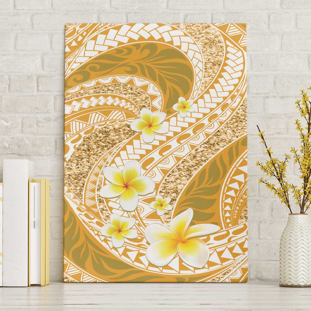 Plumeria Polynesian Gold Glitter Pattern Canvas Wall Art LT01 Without Frame Gold - Polynesian Pride