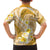 Plumeria Polynesian Gold Glitter Pattern Family Matching Long Sleeve Bodycon Dress and Hawaiian Shirt