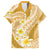 Plumeria Polynesian Gold Glitter Pattern Family Matching Long Sleeve Bodycon Dress and Hawaiian Shirt