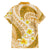 Plumeria Polynesian Gold Glitter Pattern Family Matching Long Sleeve Bodycon Dress and Hawaiian Shirt