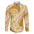 Plumeria Polynesian Gold Glitter Pattern Family Matching Long Sleeve Bodycon Dress and Hawaiian Shirt