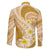 Plumeria Polynesian Gold Glitter Pattern Family Matching Long Sleeve Bodycon Dress and Hawaiian Shirt