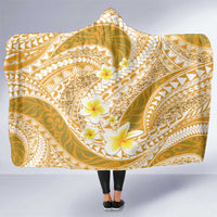 Plumeria Polynesian Gold Glitter Pattern Hooded Blanket LT01 One Size Gold - Polynesian Pride