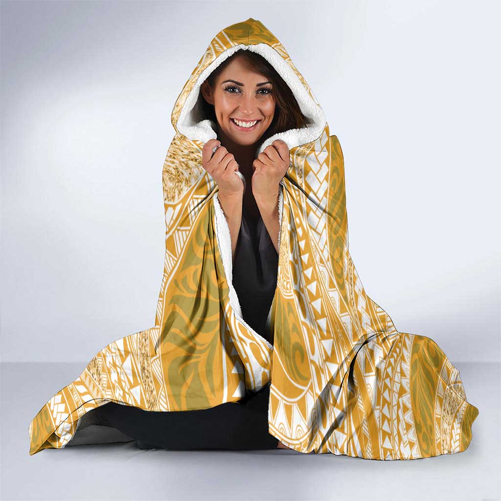 Plumeria Polynesian Gold Glitter Pattern Hooded Blanket LT01 - Polynesian Pride