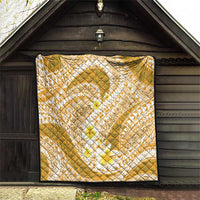 Plumeria Polynesian Gold Glitter Pattern Quilt LT01 - Polynesian Pride