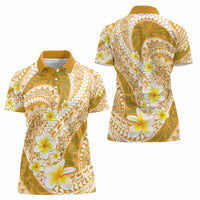 Plumeria Polynesian Gold Glitter Pattern Women Polo Shirt LT01 - Polynesian Pride