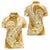 Plumeria Polynesian Gold Glitter Pattern Women Polo Shirt