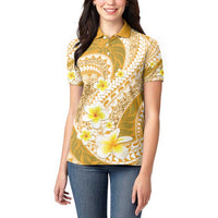 Plumeria Polynesian Gold Glitter Pattern Women Polo Shirt LT01 - Polynesian Pride