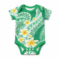Plumeria Polynesian Green Glitter Pattern Baby Onesie LT01 Green - Polynesian Pride