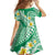 Plumeria Polynesian Green Glitter Pattern Family Matching Long Sleeve Bodycon Dress and Hawaiian Shirt