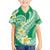 Plumeria Polynesian Green Glitter Pattern Family Matching Long Sleeve Bodycon Dress and Hawaiian Shirt