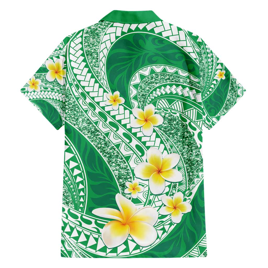 Plumeria Polynesian Green Glitter Pattern Hawaiian Shirt LT01 - Polynesian Pride